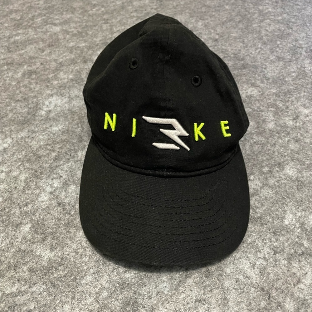 Nike Boys Dual Logo Baseball Hat Cap Black Youth Adjustable Curve Brim
